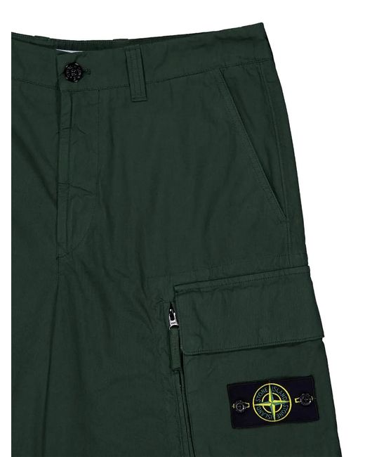 Stone Island Green Cargo Bermuda Shorts for men