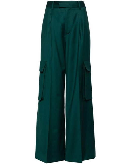 Amiri Green Wide-leg Cargo Wool Trousers