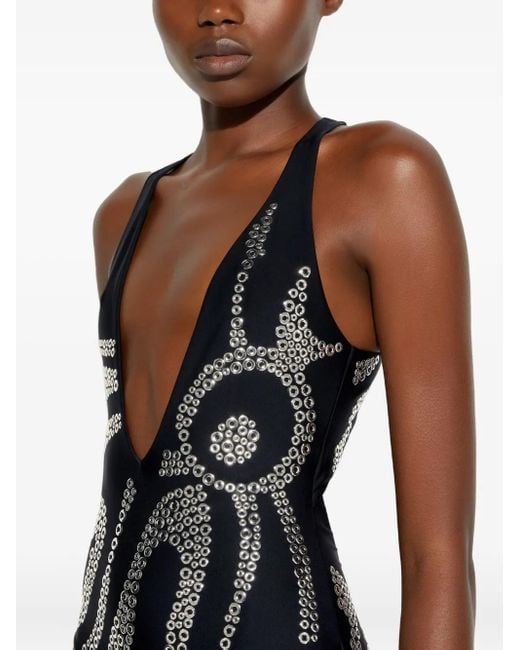 Emilio Pucci Verfraaid Badpak Met Gekruiste Rug in het Black