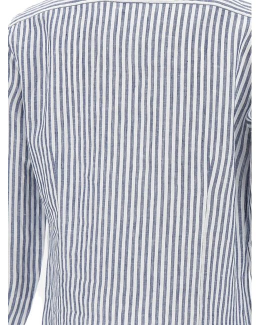 Barba Napoli Blue Striped Shirt for men