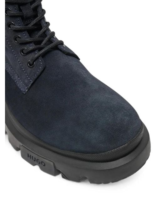 HUGO Black Lace-Up Suede Boots for men