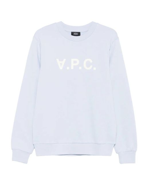 A.P.C. White Logo-Print Crew-Neck Sweatshirt for men