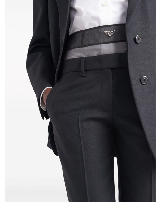 Prada Black Layered Tailored Trousers
