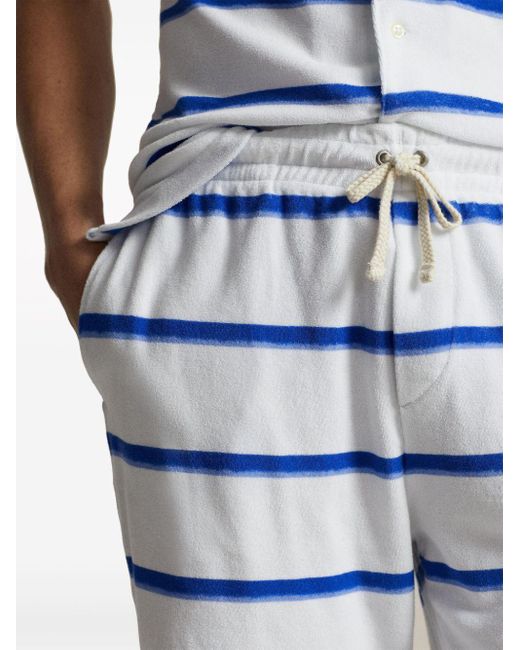 Polo Ralph Lauren Blue Polo Pony Striped Track Shorts for men