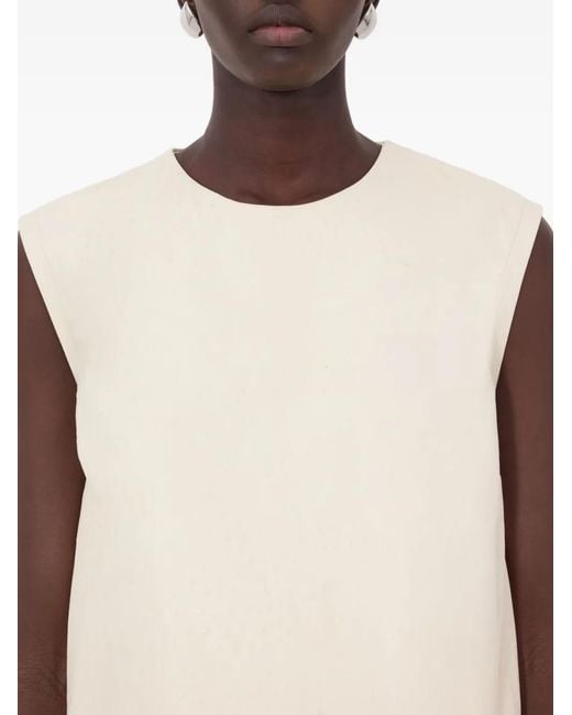 Loulou de Saison White Fiza Ostrich-Effect Zip Top