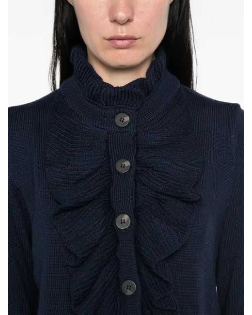 Psophia Blue Ruffled-Trim Cardigan