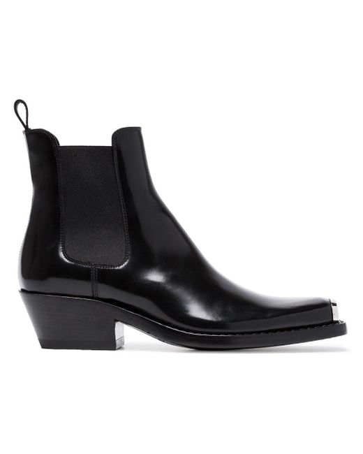 CALVIN KLEIN 205W39NYC Black Claire 40 Western Ankle Boots