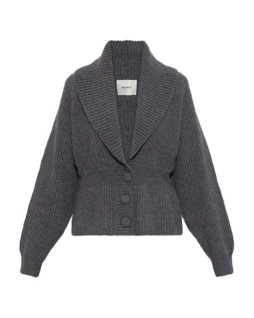 Lisa Yang Gray Button Shawl-Collar Cardigan