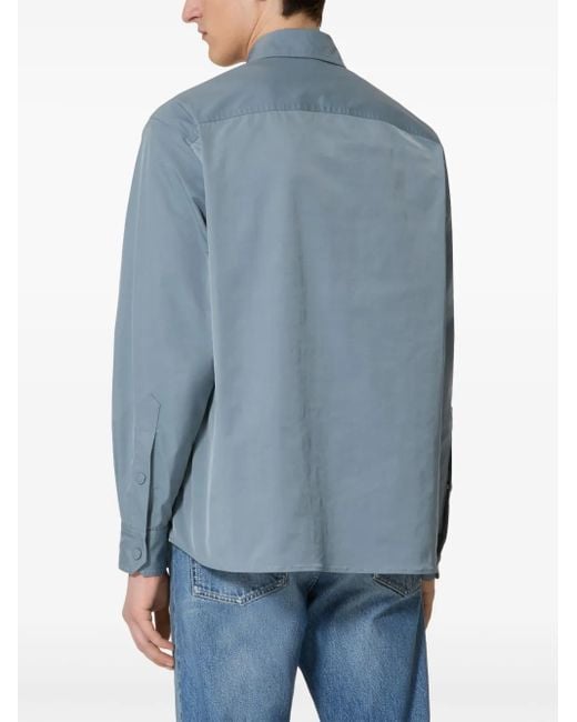 Valentino Garavani Blue V-Detail Shirt Jacket for men