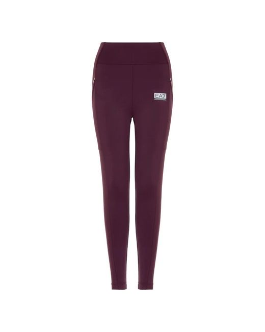 EA7 Purple Logo-Print Leggings