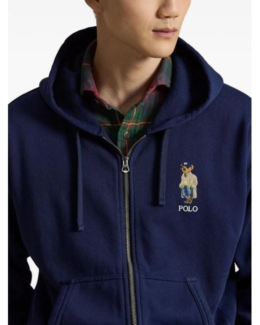 Polo Ralph Lauren Blue Polo Bear Zip-Up Hoodie for men