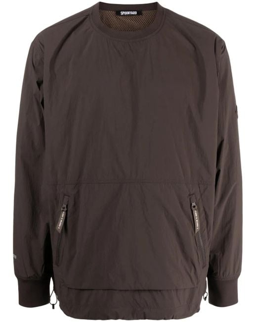 Spoonyard Brown Crew-Neck Logo-Patch Sweatshirt for men