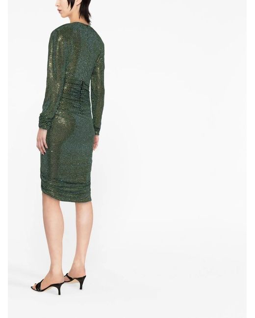 Alexandre Vauthier Green Crystal-Embellished Wrap Dress