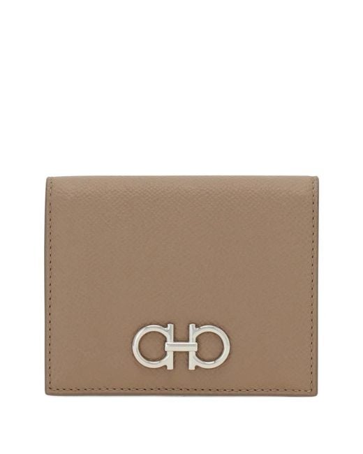 Ferragamo Brown Gancini Compact Wallet