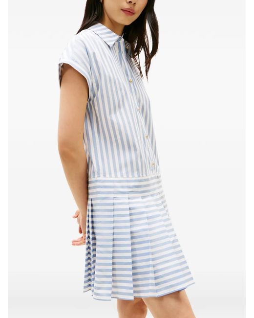 Tommy Hilfiger White Striped Pleated Dress