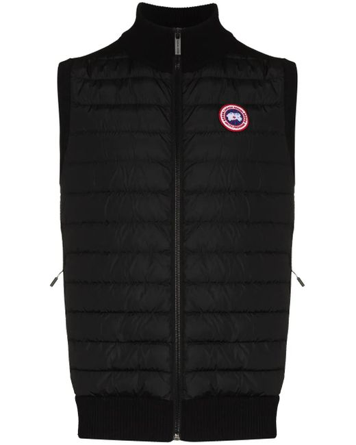 Canada Goose Black Mid-Weight Merino Wool Waistcoat For Layering And Mid-Season Wear for men