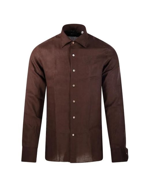 Borriello Brown Button Long-Sleeve Shirt for men