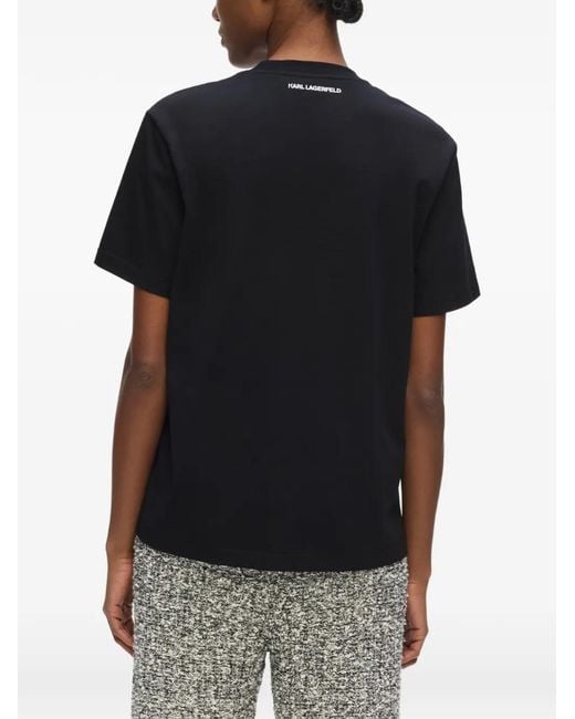 Karl Lagerfeld Black Signature Bouclé T-Shirt