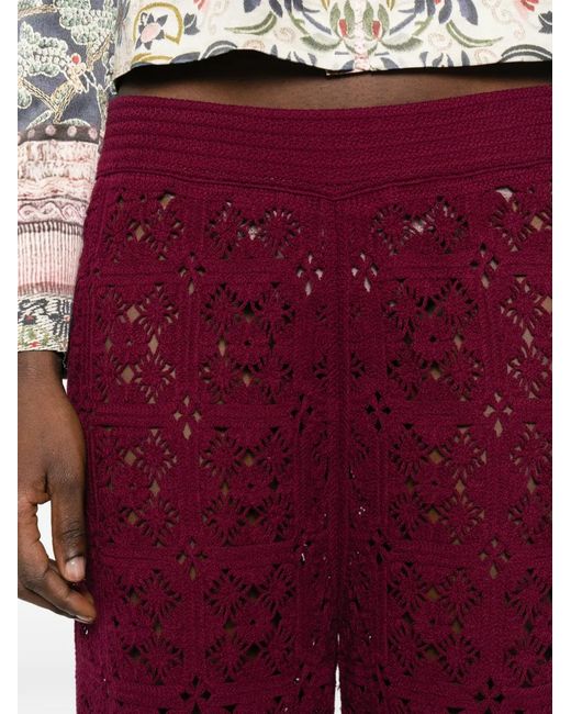Bompard Red Crocheted Elasticated-Waist Trousers