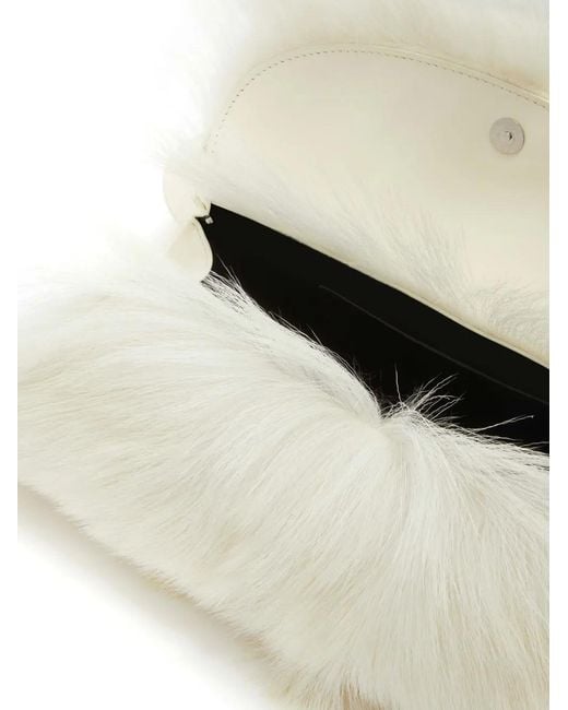 Jil Sander White Small Cannolo Goat-Hair Shoulder Bag
