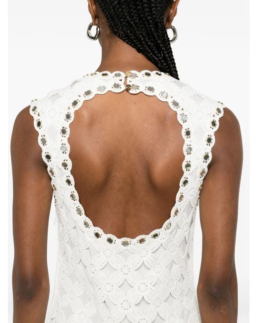 Maje White Mirrored Crochet Dress