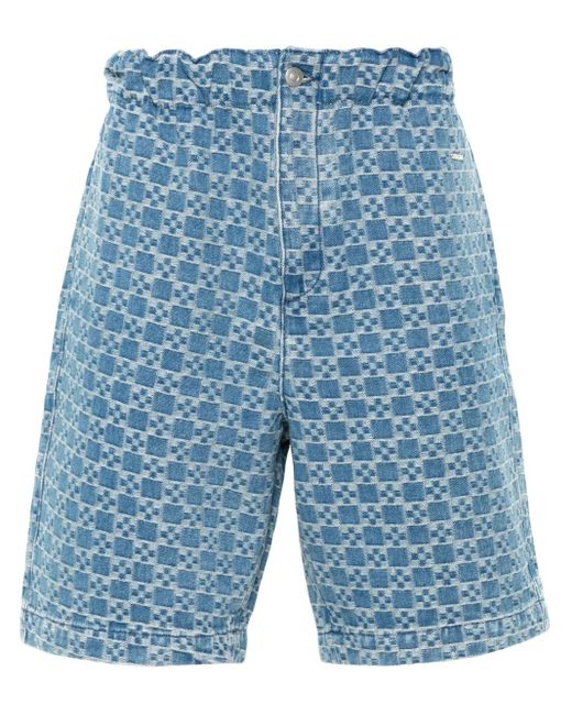 Sandro Blue Square Cross Denim Bermuda Shorts for men
