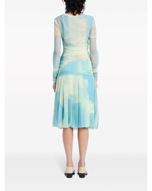 Proenza Schouler Blue Judy Abstract-print Pleated Skirt