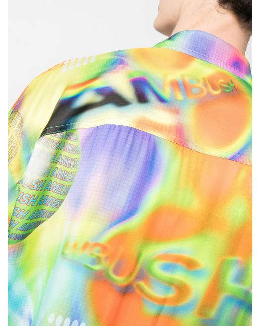 Ambush Blue Graphic-Print Long-Sleeve Shirt for men