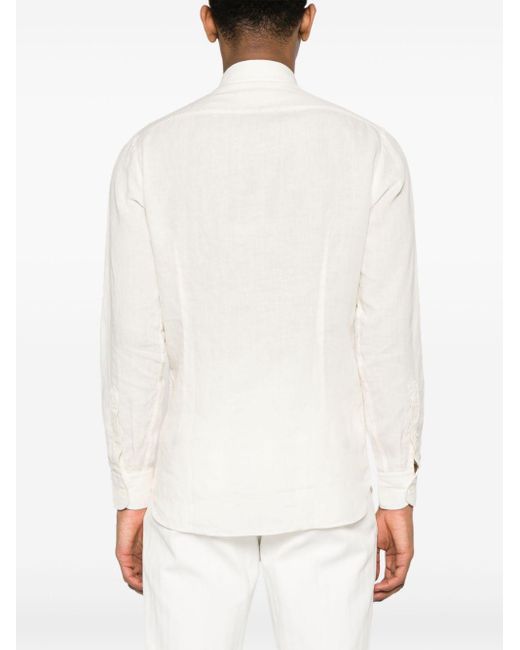 Chemise en lin à manches longues Lardini pour homme en coloris White