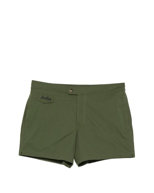 Mc2 Saint Barth Green Harrys Logo-Patch Swim Shorts for men