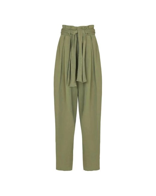 Balmain Green Self-Tie High-Waisted Trousers