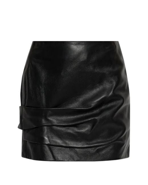 Isabel Marant Black Agnes Draped Leather Mini Skirt