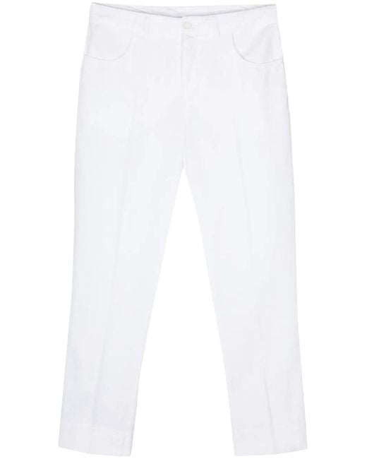 Aspesi White Pressed-Crease Tapered Trousers
