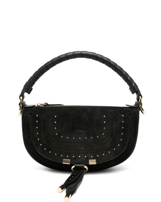 Chloé Black Mini Marcia Stud-Embellished Cross Body Bag