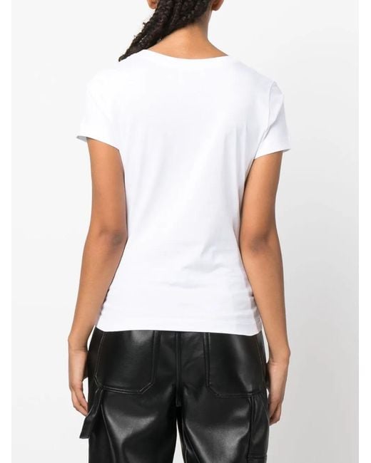 Moschino White Logo-Print Cotton T-Shirt