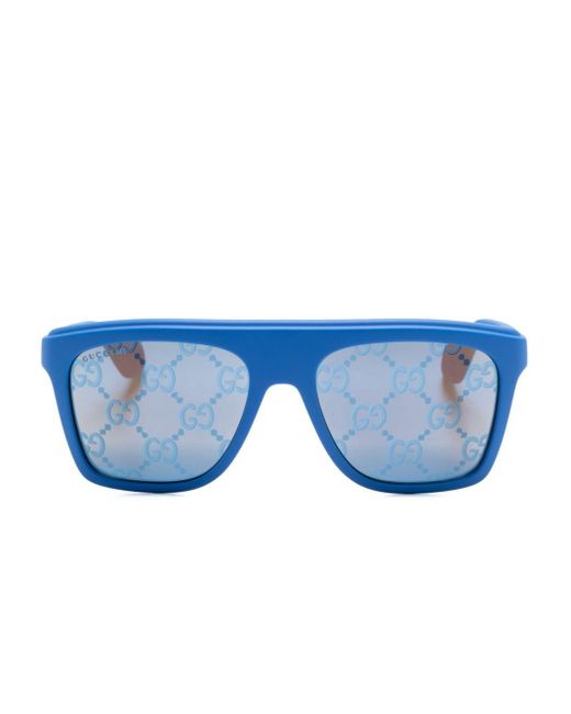 Gucci Sonnenbrille mit eckigem Gestell in Blue für Herren