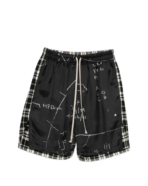 Rick Owens Black Graphic-Print Shorts for men