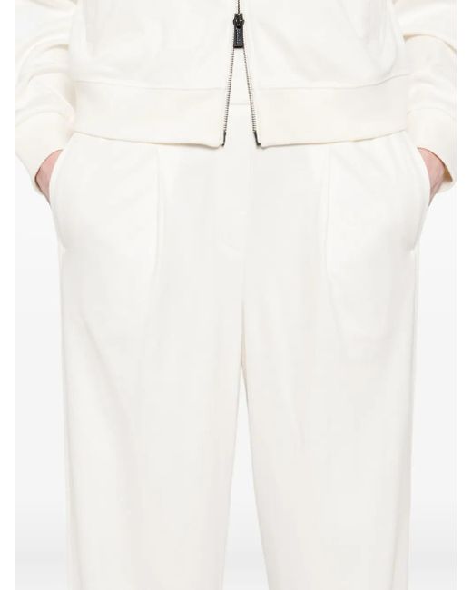 Peserico White Pleated Wide-Leg Trousers