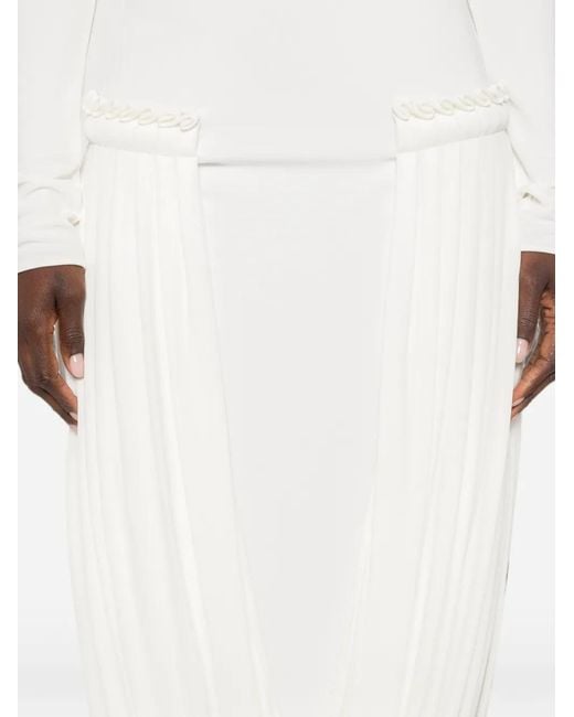 Stella McCartney White Draped-Detail Midi Dress