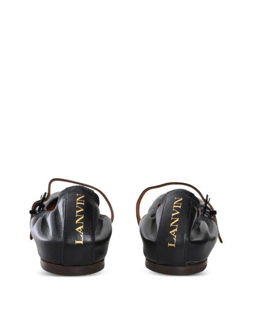 Lanvin Black Leather Ballet Flats
