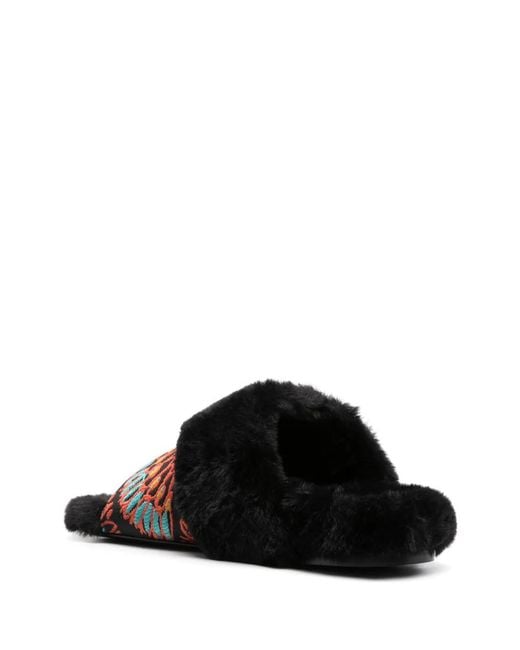 LaDoubleJ Black Winter Jacquard Slides