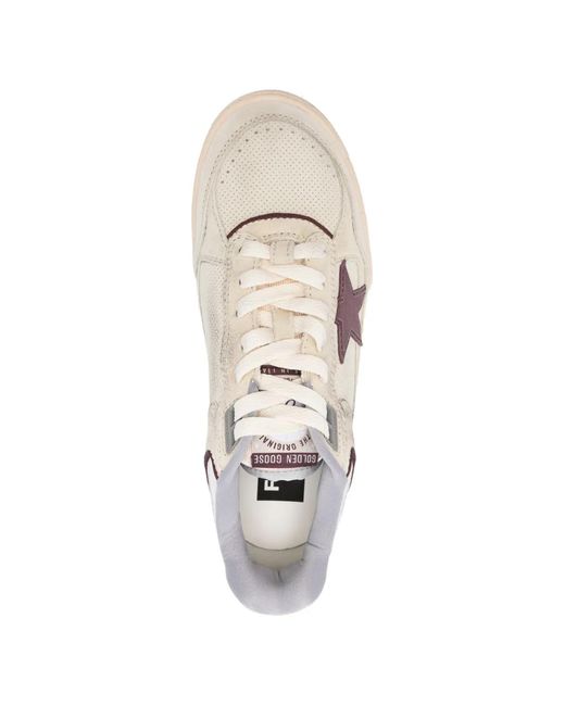 Golden Goose Deluxe Brand White "Forty Two" Nabuk Upper And Toe Rubber Star Laminated Hee
