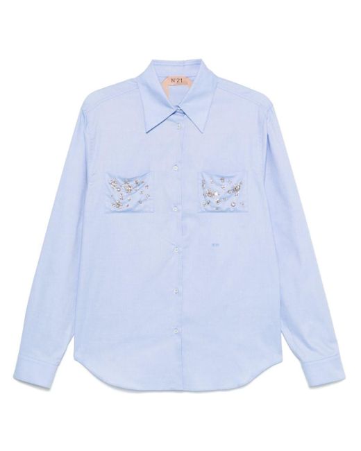 N°21 Blue Crystal-Embellished Shirt