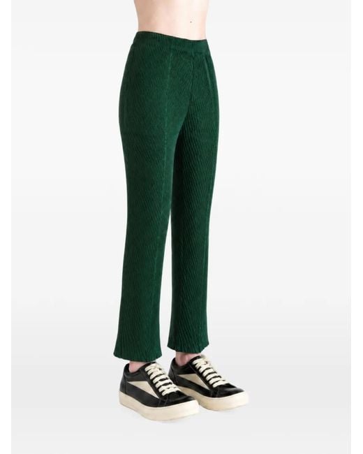 Issey Miyake Green Pleated Straight-Leg Trousers