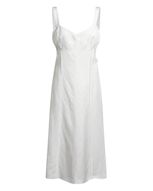 Boss White V-Neck Midi Dress