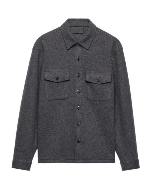 Prada Menswear Grey Prada Shirt Prada Stretch Cotton Shirt, Man