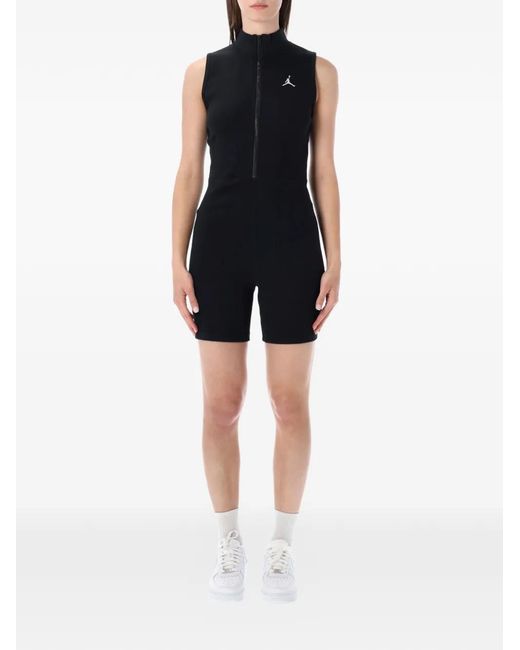 Nike Black Brooklyn Logo-Print Zip-Up Jumpsuit