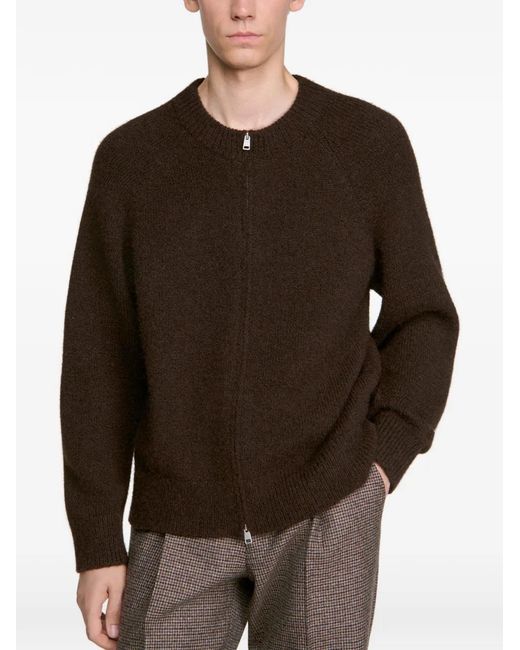 Sandro Black Zip-Up Bomber Cardigan for men