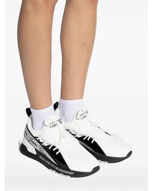 Versace Jeans Couture White Sports Shoes With Printed Logo
