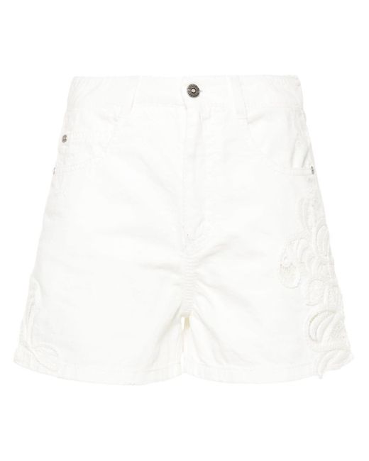 Ermanno Scervino White Jeans-Shorts mit hohem Bund